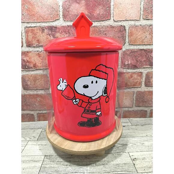 Bioworld Other - BioWorld Snoopy Woodstock Red Christmas Cookie Jar Canister Doghouse Handle New
